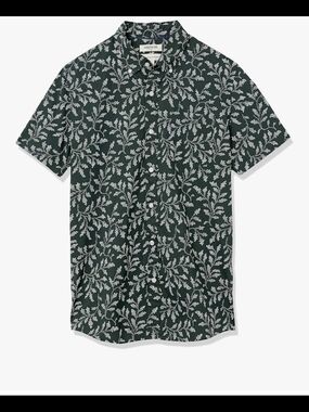 Goodthreads Green Leaf Print Short-Sleeve Button-Down Shirt